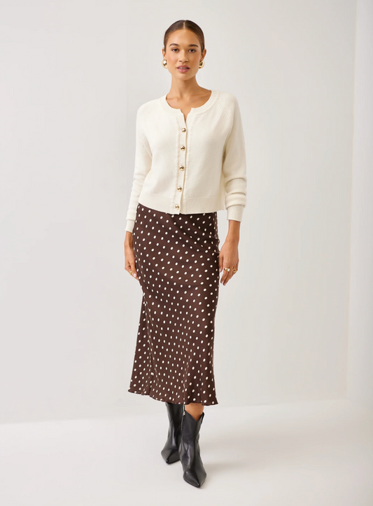 Fifteen Twenty Mia Bias Midi Skirt - BROWN/CREAM