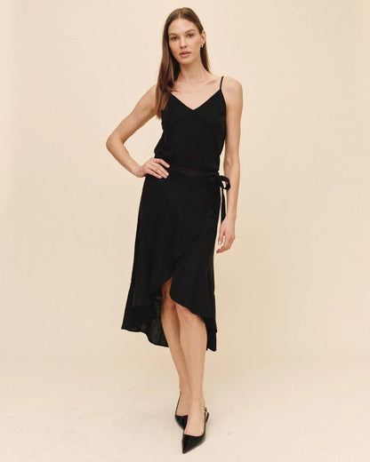 Bella Dahl Ruffle Wrap Skirt - BLACK