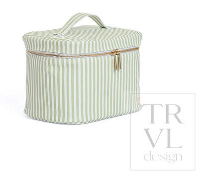TRVL Luxe Vanity Train Case PIMLICO STRIPE SAGE