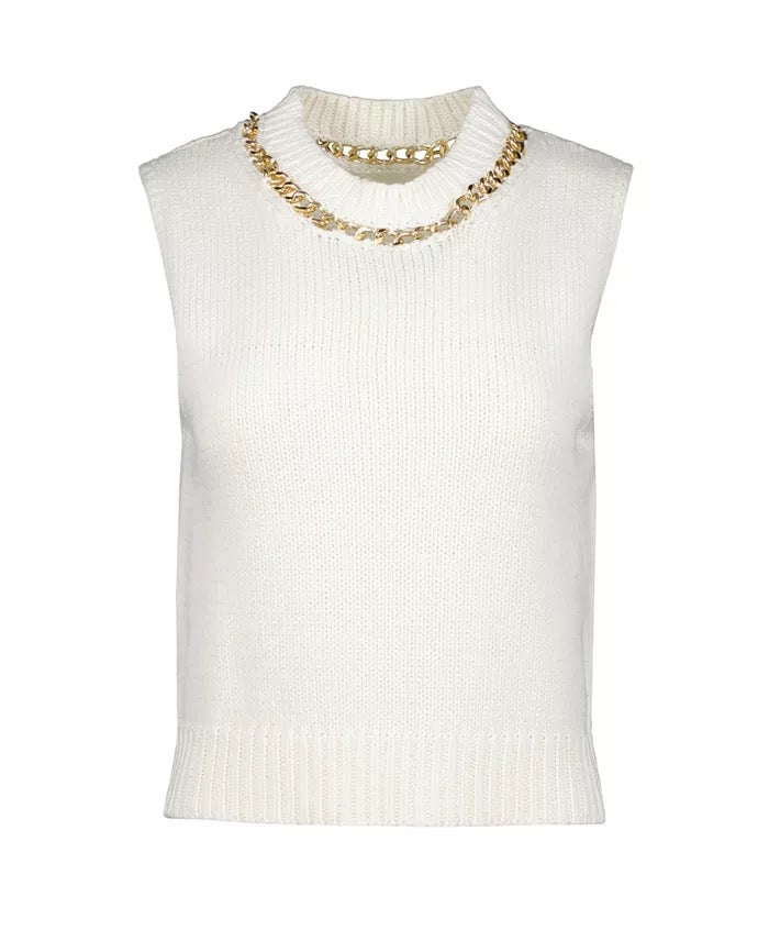 Bishop & Young Savoy Chain Stitch Detail Sweater - WHITE