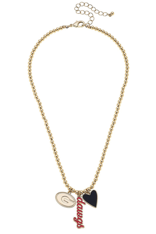 CS UGA Ball Bead Charm Necklace GOLD
