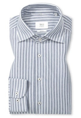 ETERNA Japanse Knit Woven Shirt GREY BLUE STRIPE