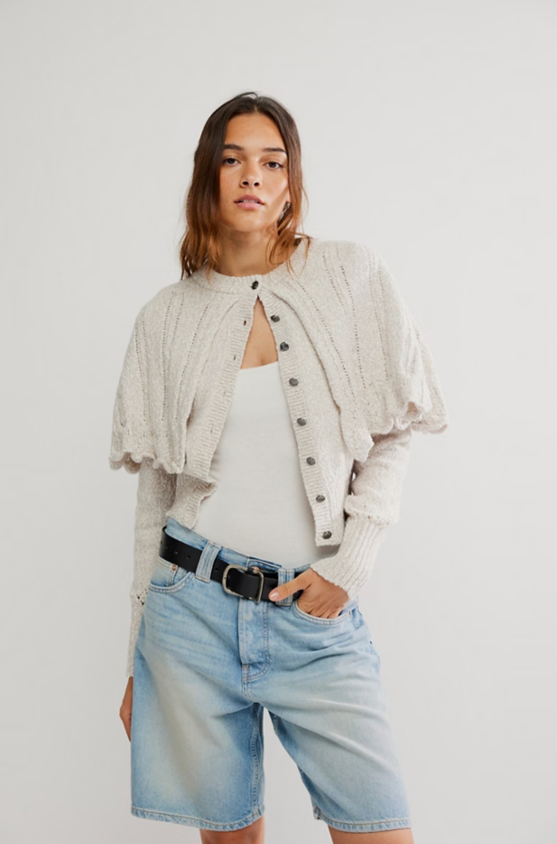 Free People Bali Cape May Sweater - NATURAL COMBO
