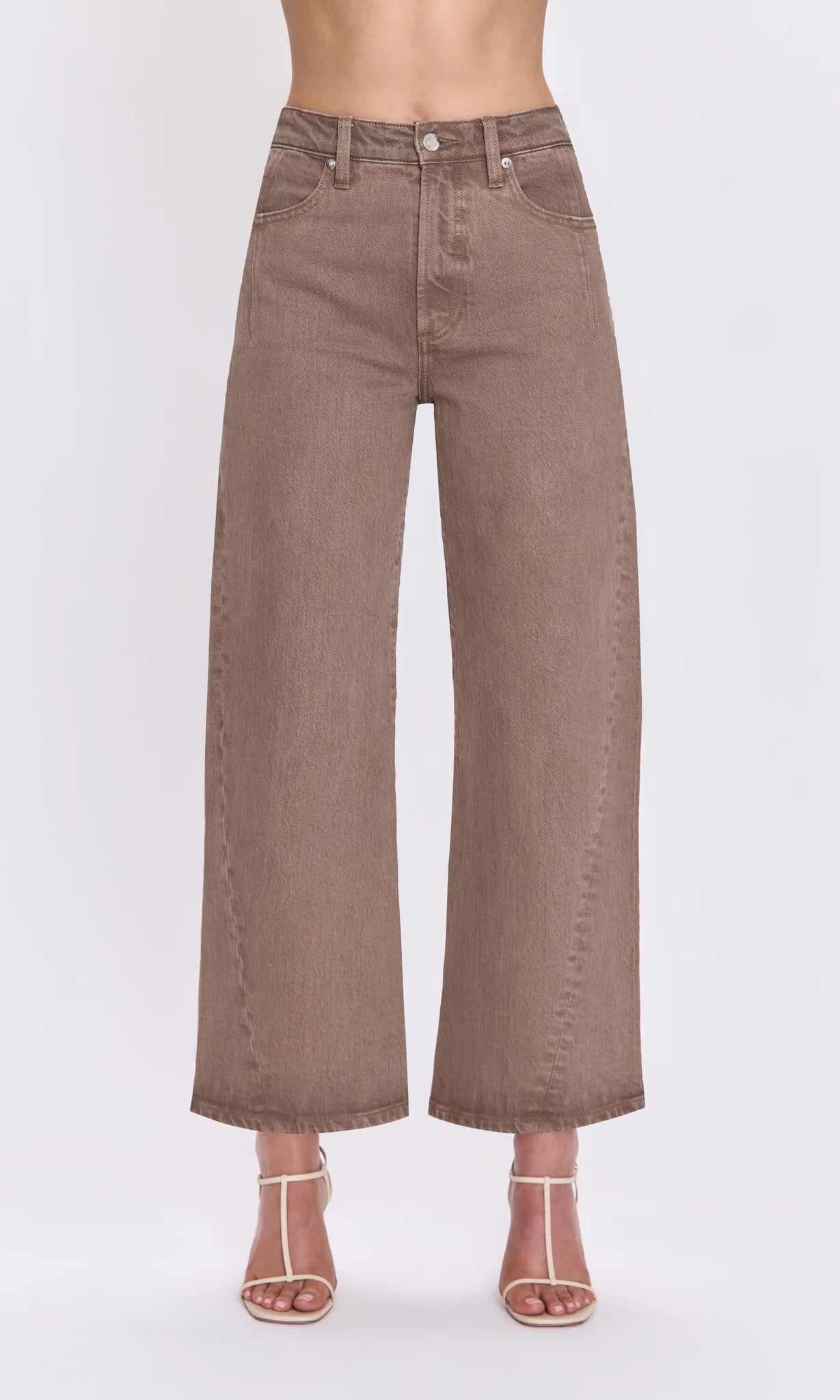 Pistola Kyra Ankle High Rise Bowed Wide Leg - TANNIN
