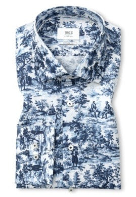 ETERNA Printed Twill Toile - BLUE GREY