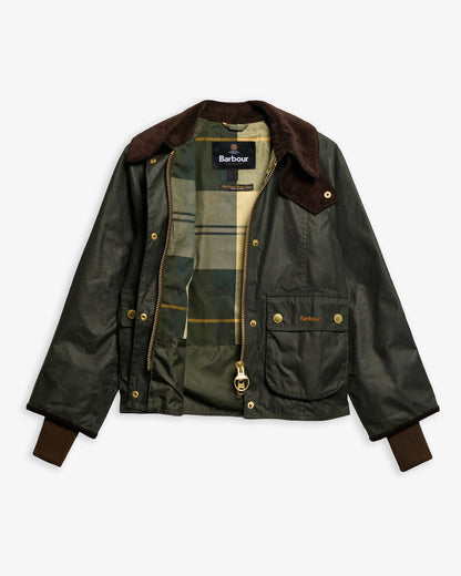 Barbour Cropped Beadnell Waxed Jacket - SAGE/ANCIENT