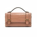 GF Leather Handbag with Crocco NUDE