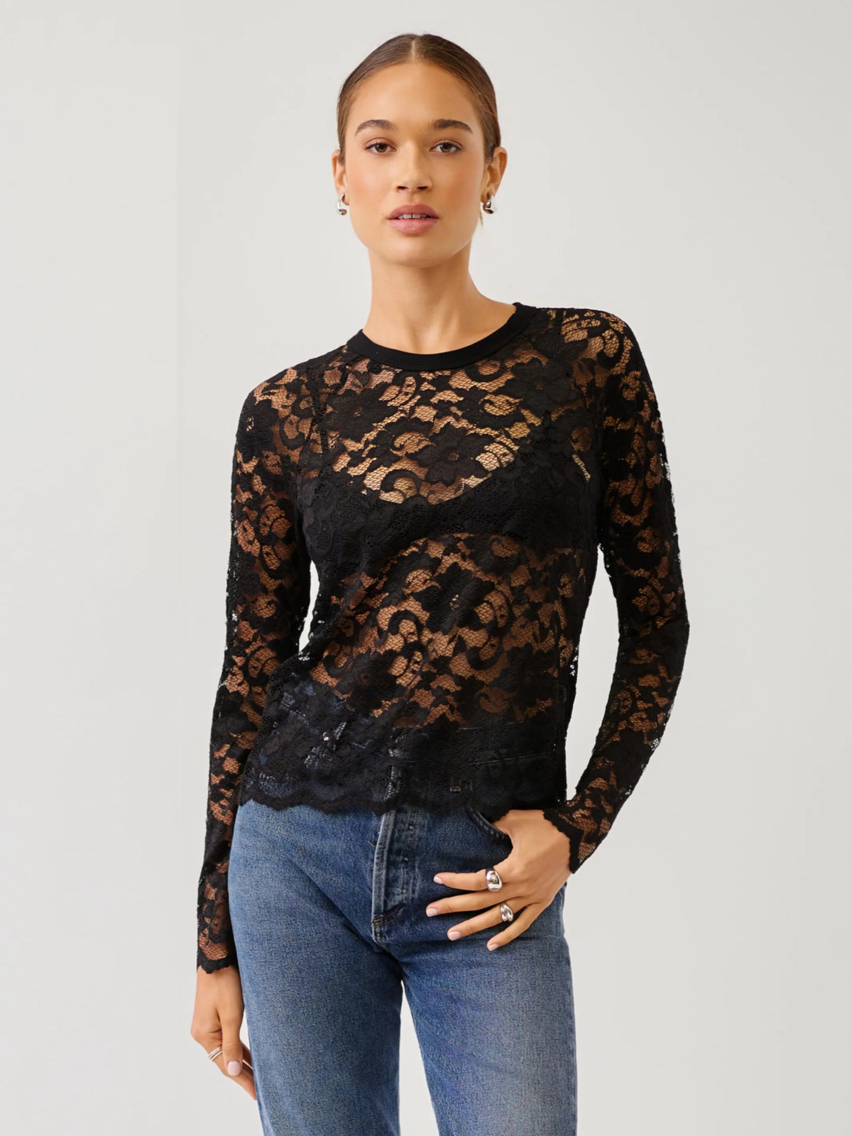 Fifteen Twenty Marlena Lace Top - BLACK