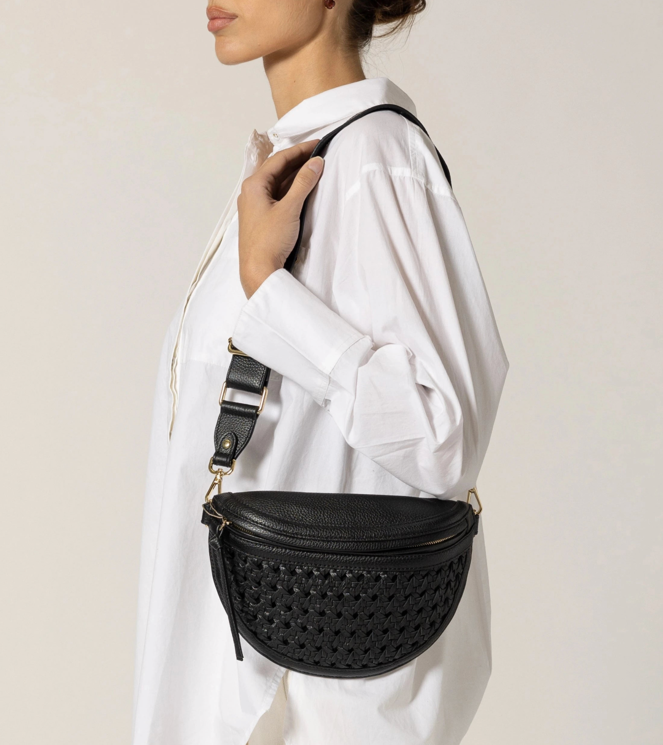 CLEO Doris Weave Fanny Pack BLACK