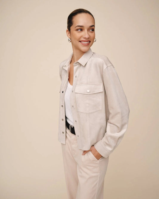 Bella Dahl Seamed Pocket Shacket - PANNA COTTA
