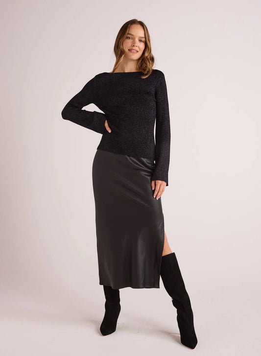 Bella Dahl Boatneck LS Sweater - BLACK/METALLIC