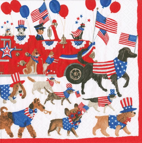 Caspari Join The Parade Cocktail Napkin - WHITE