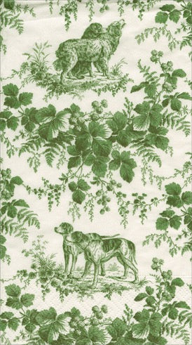 Caspari Hunting Toile Guest Towels - EVERGREEN