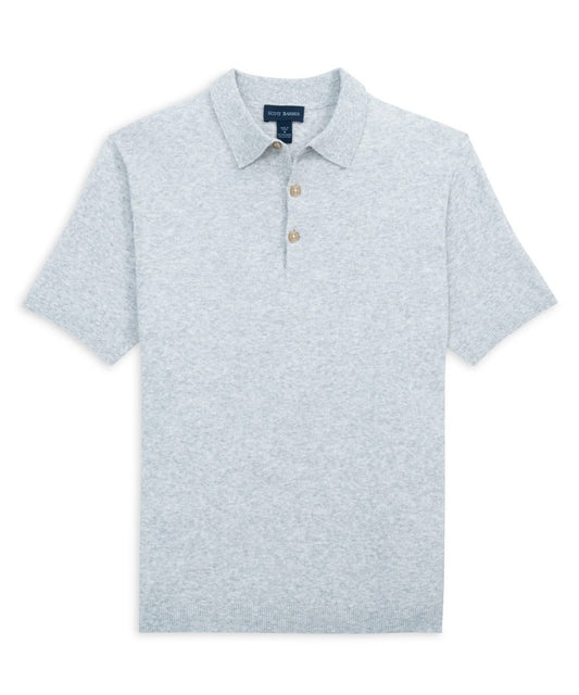 SCB Fine Gauge Boucle Knit Polo 12gg SILVER