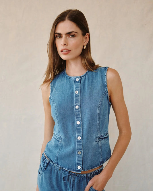 BDA High Neck Fitted Vest MEDIUM VINTAGE WASH