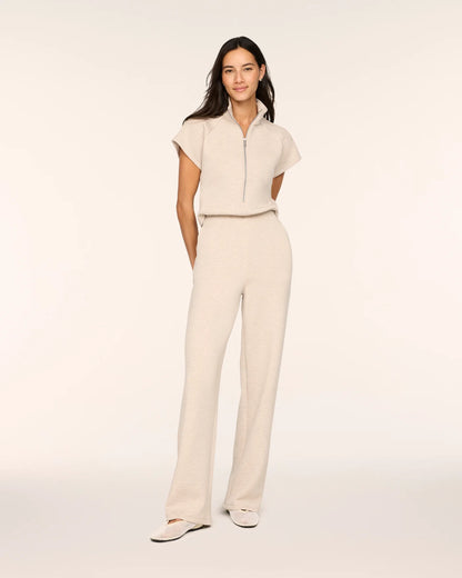 SP Pintuck Half Zip Jumpsuit BONE HEATHER