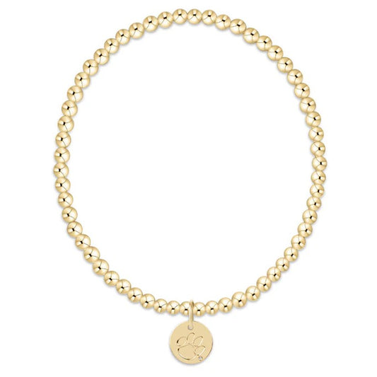 eCOLLEGIATE Classic Gold 3mm Bracelet - Clemson Disc