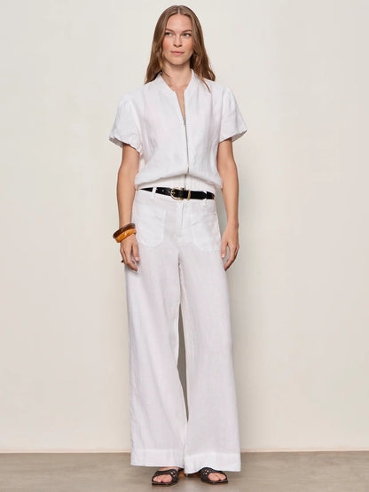 Sanctuary Everly Linen Bomber - WHITE