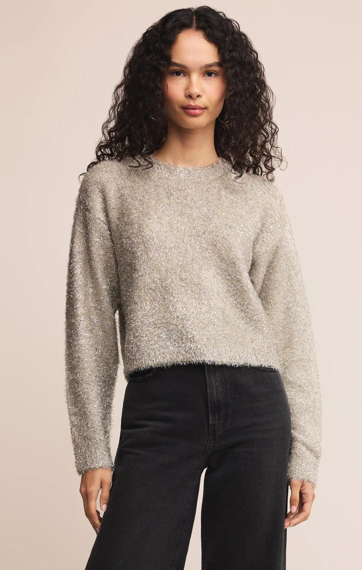 Z Supply Tinseltown Boyfriend Sweater - SILVER
