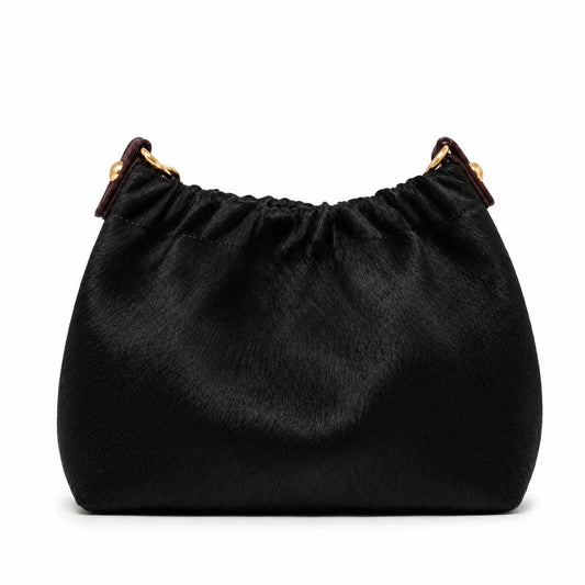 German Fuentes Leather & Cowhide Clutch and Crossbody Bag - BLACK