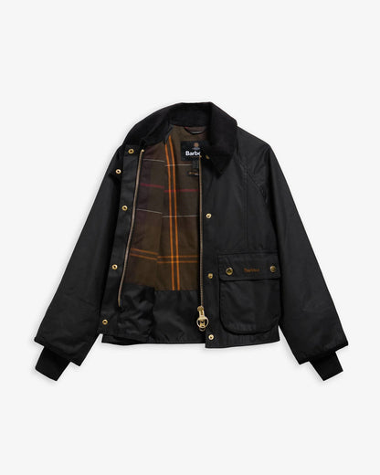 Barbour Cropped Beadnell Waxed Jacket - BLACK/CLASSIC