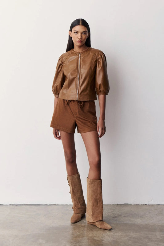 Melissa Nepton Asma Faux Suede Short - CHESTNUT