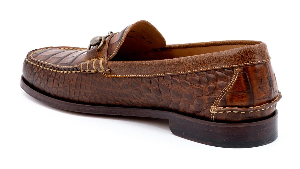 All American Hand Finished Alligator Grain Bit Loafers - CHESTNUT