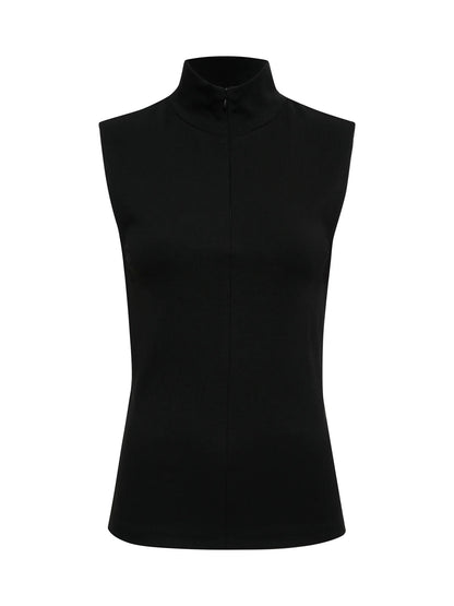 Sanctuary Sleeveless Zip Mock - BLACK