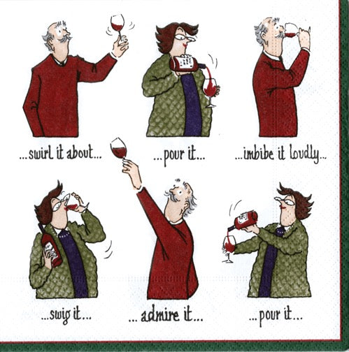 Caspari Wine Tasting Cocktail Napkin - WHITE