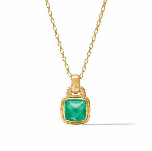 Julie Vos Sahara Solitaire Necklace - IRIDESCENT EMERALD GREEN