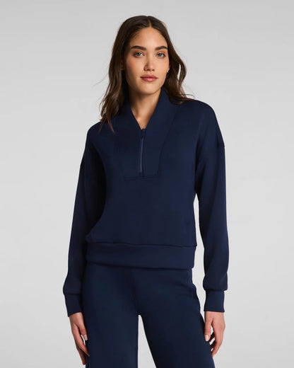 SPANX Shawl Collar Half Zip - TIMELESS NAVY