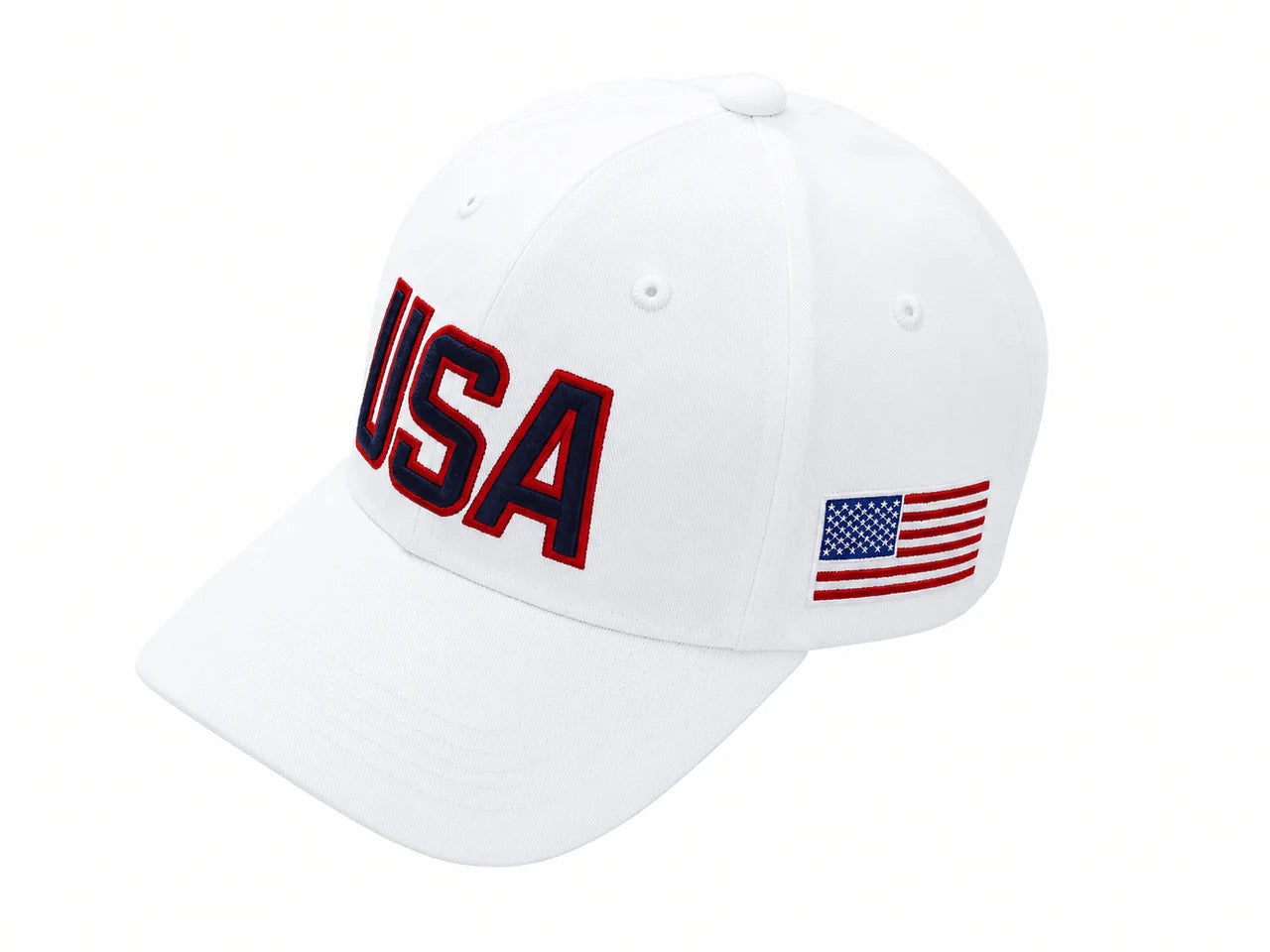 LL USA Embroidered Baseball Hat WHITE