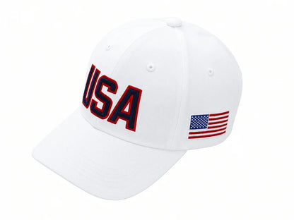LL USA Embroidered Baseball Hat WHITE