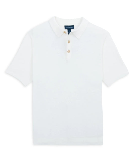 SCB Fine Gauge Boucle Knit Polo 12gg WHITE