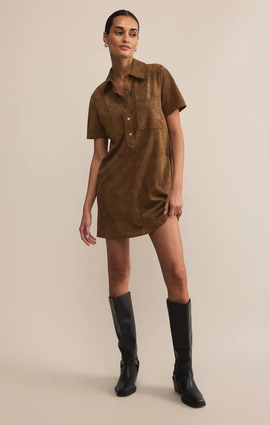 ZS Sydney Faux Suede Mini Dress COCONUT