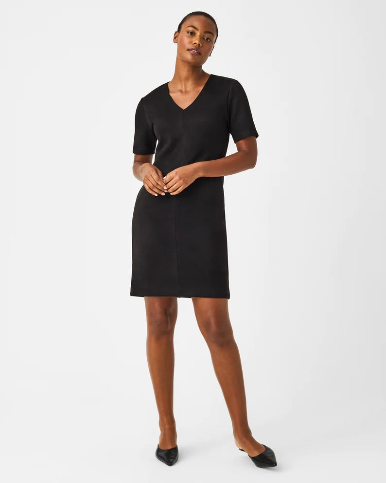 SPANX Faux Suede Column Dress - CLASSIC BLACK