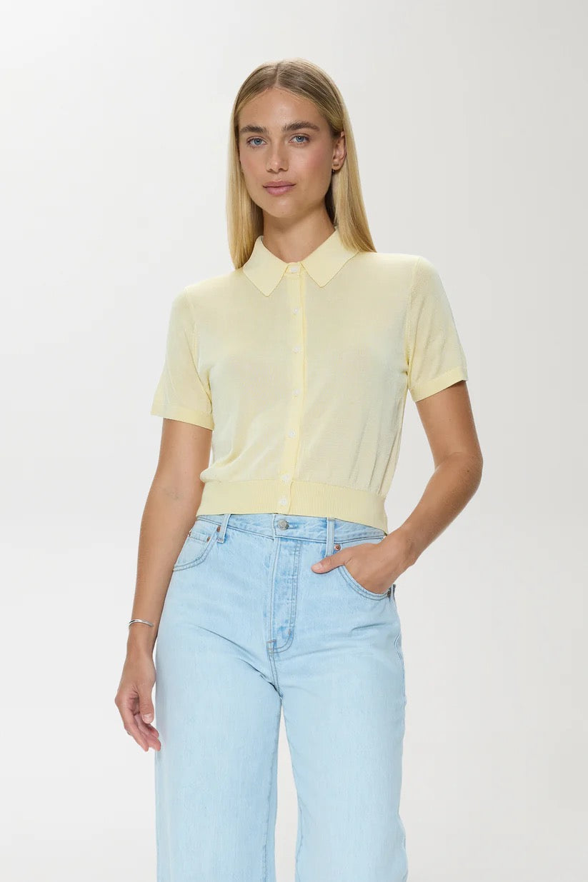 Pistola Lucca Short Sleeve Polo Sweater - PALE YELLOW