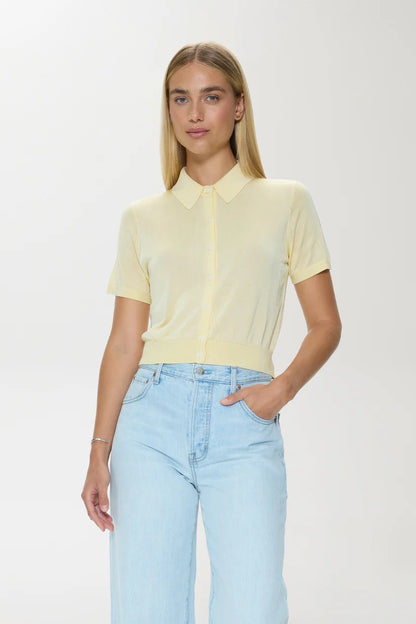 Pistola Lucca Short Sleeve Polo Sweater - PALE YELLOW
