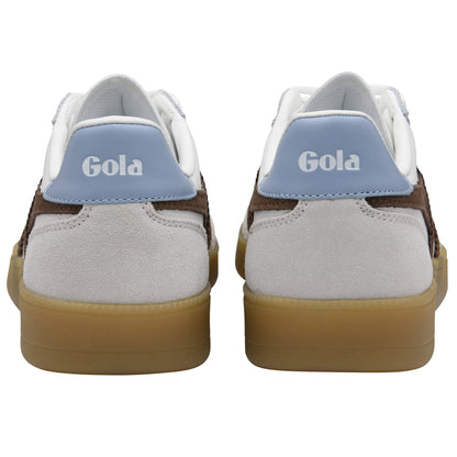 GOLA Women's Viper Leather Sneakers - WHITE/DARK BROWN/AIR/GUM