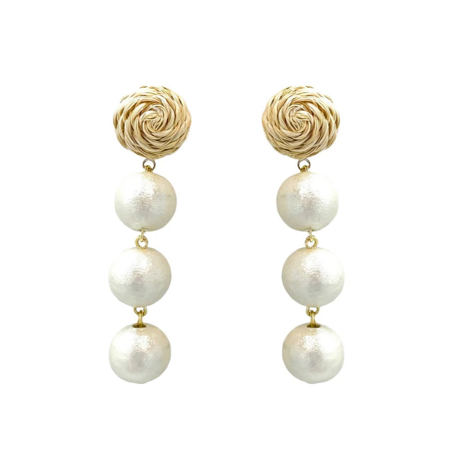 MDC Grace Cotton Triple Pearl Earrings