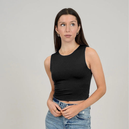 RDI Roxanna Sleeveless Crew Neck Top BLACK