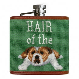 Smathers & Branson Hair of the Dog Needlepoint Flask - Sage