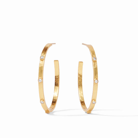 Julie Vos Crescent Stone Hoop GOLD CZ - L