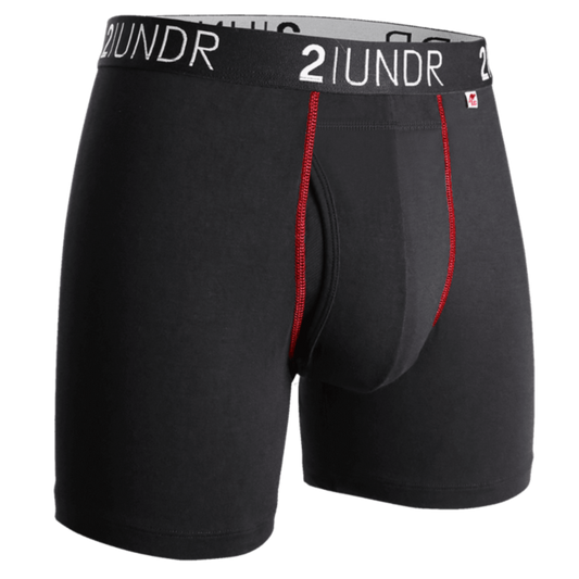 2UNDR Swing Shift 6" Boxer Brief - Black/Red