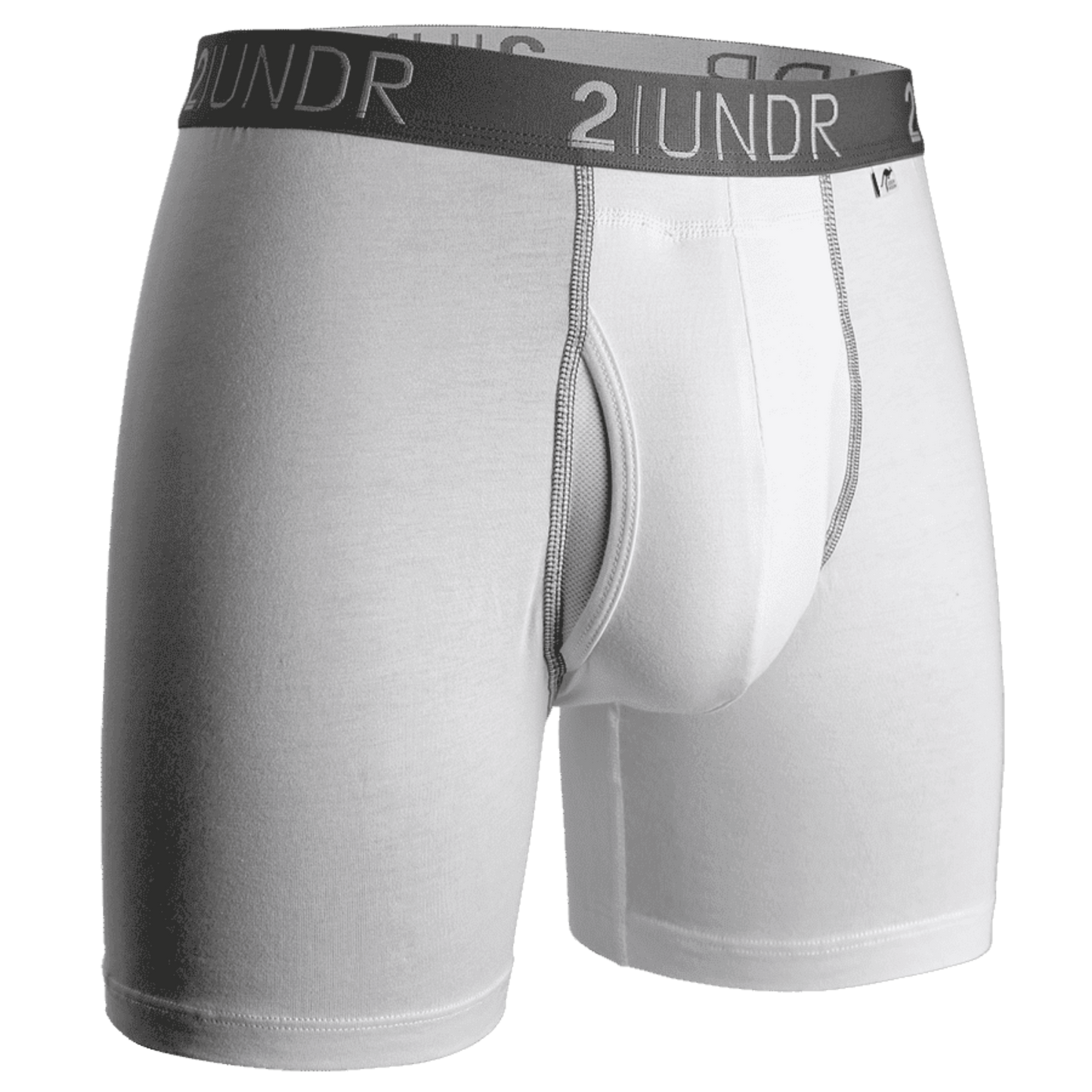 2UNDR Swing Shift 6" Boxer Brief - White/Grey