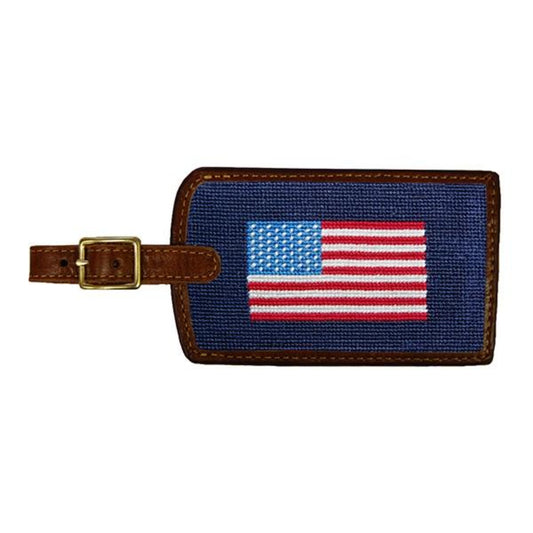 Smathers & Branson American Flag Needlepoint Luggage Tag