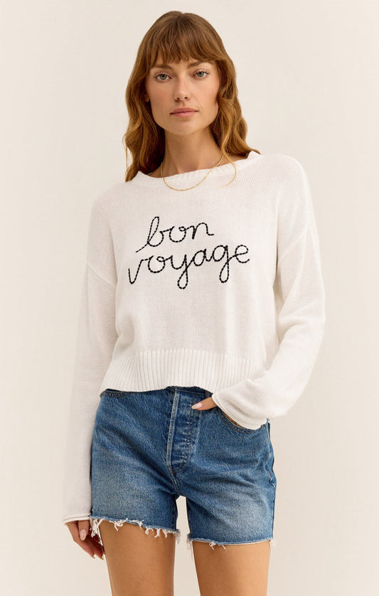 Z Supply Sienna Bon Voyage Sweater - WHITE