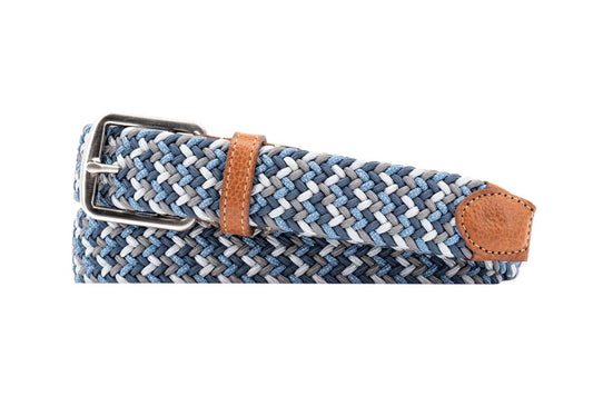 Martin Dingman Newport Woven Italian Rayon Elastic Belt - BLUE/MULTI