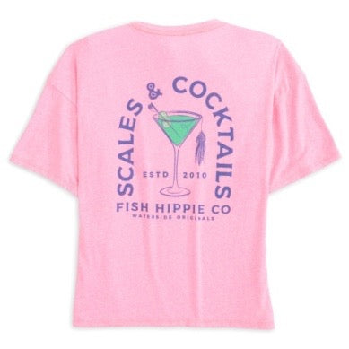 Fish Hippie Scales & Cocktails Tee PINK HEATHER