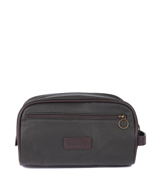 Barbour Wax Washbag - OLIVE/BROWN